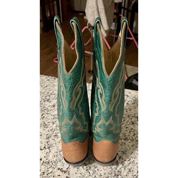 HONDO EL PASO TEXAS MENS COWHIDE LEATHER COWBOY WESTERN BOOTS SIZE 8.5 D - Picture 4 of 8